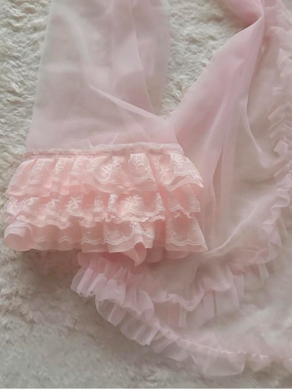 Sheer Pink Ruffle Robe - Women's Intimates - Picture 2 of 2